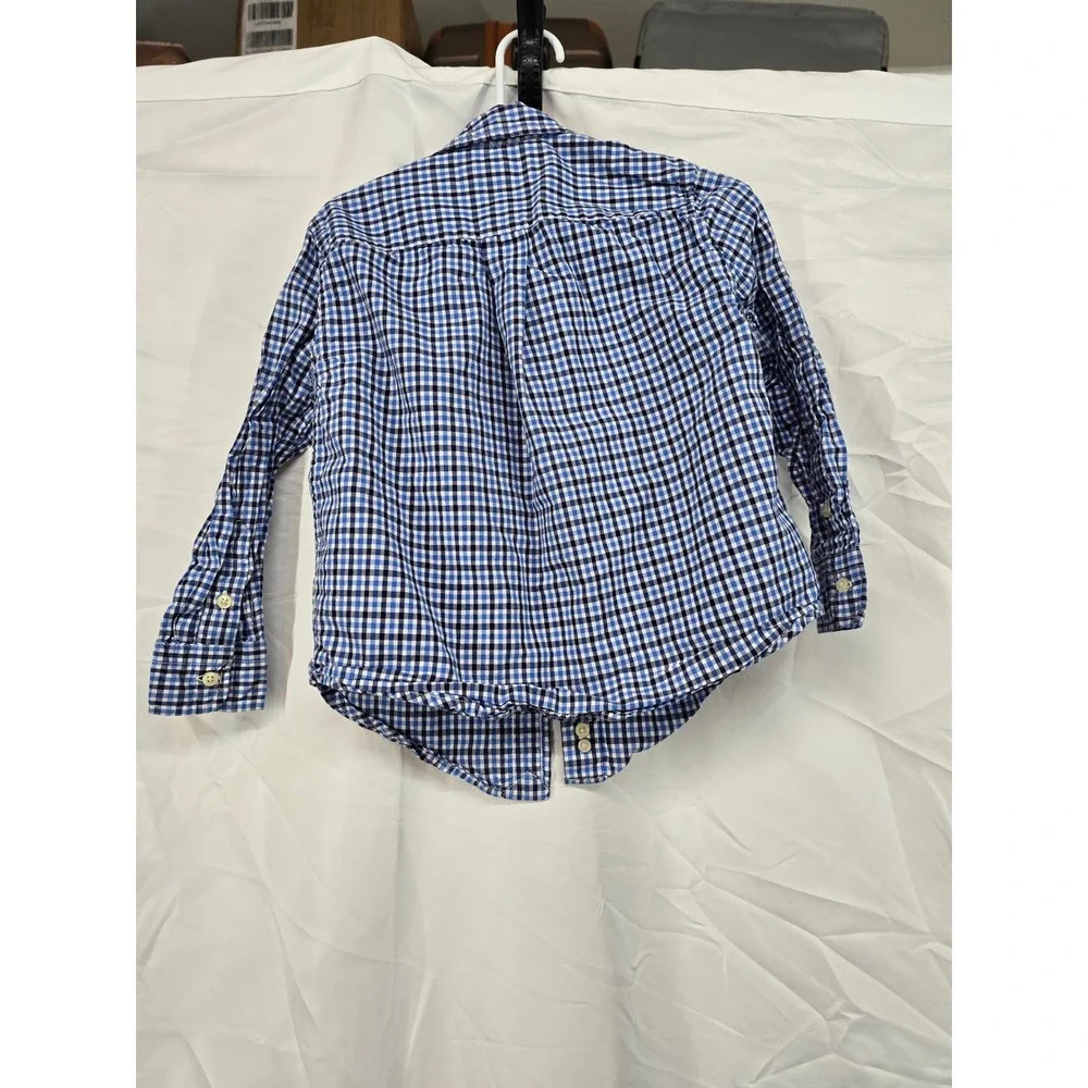 Kids Ralph Lauren‎ Blue Gingham Check Button Down Shirt Sz 4T Long Sleeve Cotton